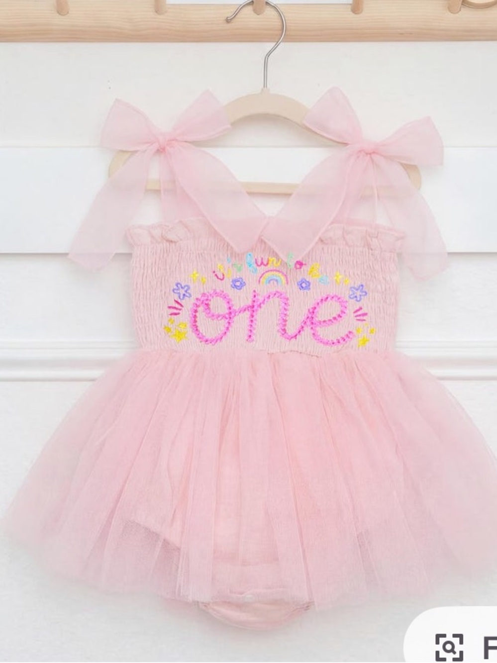 Pink 'One' Tulle Birthday Baby Costume Dress fun to be one